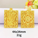 Square Peacock Flower Pendant Necklace for Women Men Chain