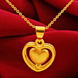 999 Pure Heart Necklace Plated Love Necklaces Chain Jewelry