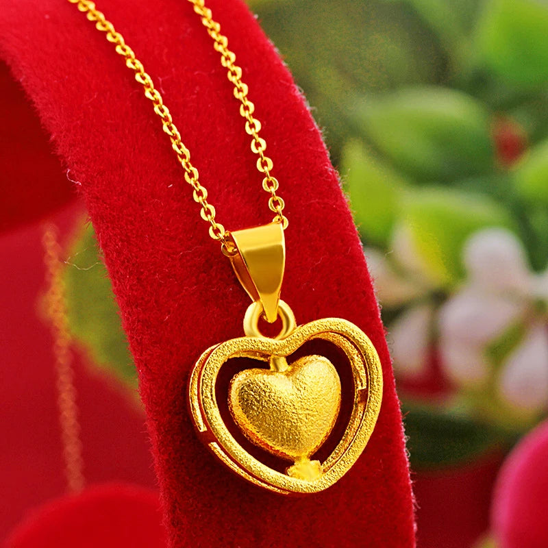 999 Pure Heart Necklace Plated Love Necklaces Chain Jewelry
