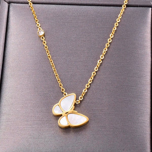 Butterfly Shell Necklace 18k Yellow Fine Jewelry