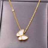 Butterfly Shell Necklace 18k Yellow Fine Jewelry