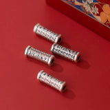 999 Silver Buddhism Mantras Matte Loose Beads 16mm Tube Spacer Silver Beads