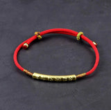 999 Pure Silver Chinese Knot Bracelet Lucky Red Rope OM Braided Bracelet