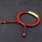 999 Pure Silver Chinese Knot Bracelets Mens Lucky Red Rope Six Words OM Braided