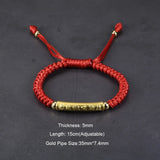 999 Pure Silver Chinese Knot Bracelets Mens Lucky Red Rope Six Words OM Braided