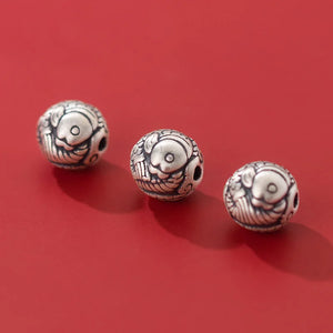999 Silver Fish Pattern Beads 10mm Craft DIY Jewelry