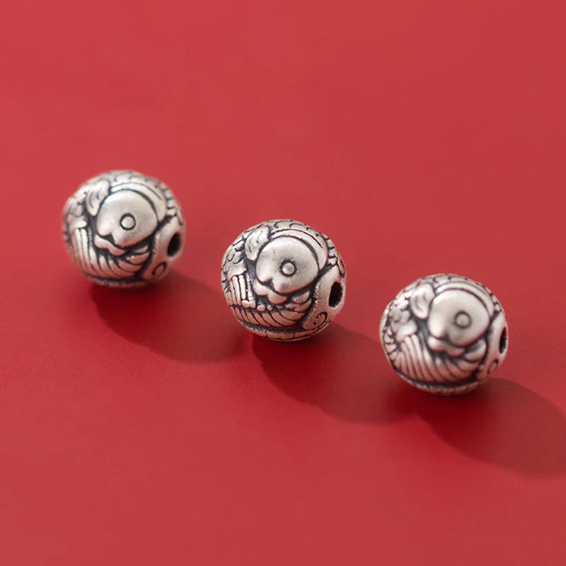 999 Silver Fish Pattern Beads 10mm Craft DIY Jewelry