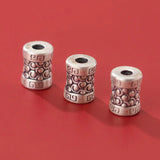 999 Pure Silver Matte Cylinder Embossed Loose Beads