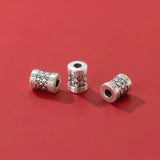 999 Pure Silver Matte Cylinder Embossed Loose Beads