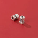 999 Pure Silver Matte Cylinder Embossed Loose Beads