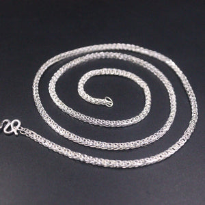 999 Silver Necklace Women 2mm Thin Wheat Link 20in Sweater Chain