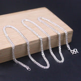 999 Silver Necklace Women 2mm Thin Wheat Link 20in Sweater Chain