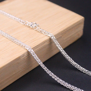 999 Silver Necklace Women 2mm Thin Wheat Link 20in Sweater Chain