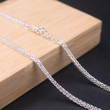 999 Silver Necklace Women 2mm Thin Wheat Link 20in Sweater Chain