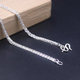 999 Silver Necklace Women 2mm Thin Wheat Link 20in Sweater Chain