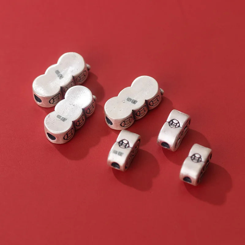 999 Pure Silver Vintage Chinese Coin Tube Loose Beads S999 Silver 3D Craftwork