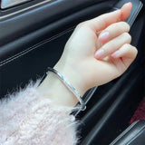 999 Silver Girl Bracelet, National Style Silk Retro Design