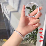 999 Silver Girl Bracelet, National Style Silk Retro Design