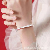 999 Silver Lady Diamond Bracelet, Lucky Clover Rose Jewelry