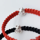 999 Silver Lucky Cat Charm Bracelet Money Amulet Red Rope Tibetan Knots