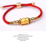 999 Silver Six Words OM Charm Bracelet Red Rope Buddhist Jewelry