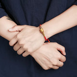 999 Silver Six Words OM Charm Bracelet Red Rope Buddhist Jewelry