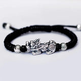 Sterling Silver 3D Brave Troops Bracelets for Men Hand Woven Lucky Red Rope