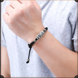 Sterling Silver 3D Brave Troops Bracelets for Men Hand Woven Lucky Red Rope