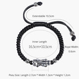 Sterling Silver 3D Brave Troops Bracelets for Men Hand Woven Lucky Red Rope