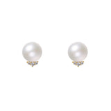 Sterling Silver Zircon Pearl Stud Earrings for Women
