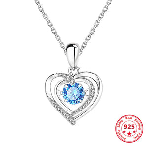 Sterling Silver Love Shaped Smart Necklace Women's Beating Heart Pendant