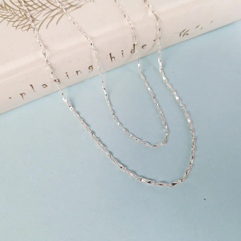 Sterling Silver Necklace Women Chains Chain Necklace Jewelry On the Neck