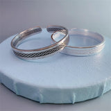 Sterling Silver Cuffs Bracelet Adjustable Retro Design