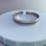 Sterling Silver Cuffs Bracelet Adjustable Retro Design