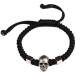 Sterling Silver Skull Men Bracelet Skeleton Charm Rope Bracelet Men's Jewelry