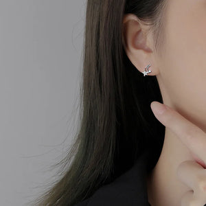 Sterling Silver Star Moon Earrings Zircon Stud Fine Jewelry Accessories