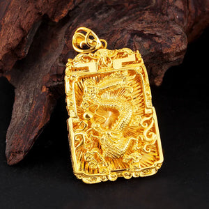 Yellow Dragon Pendant Necklace Men Brother Father Gift Fine Jewelry Not Fade