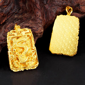 Yellow Dragon Pendant Necklace Men Brother Father Gift Fine Jewelry Not Fade