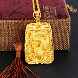 Yellow Dragon Pendant Necklace Men Brother Father Gift Fine Jewelry Not Fade