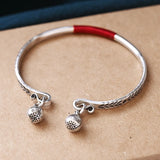 Vintage Bell Pendant Bracelet, Silver Retro Adjustable Small Bracelet