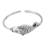 Vintage Silver Fish Bracelet for Children, Ethnic Joker Carp Bracelet