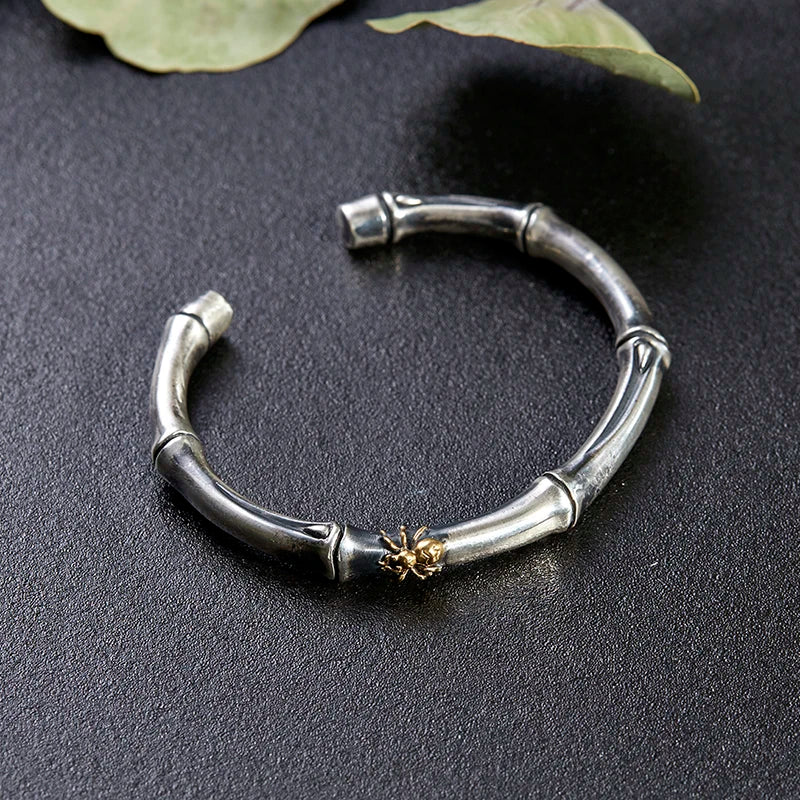 999 Silver Bracelet Men Chinese Old Solid Contentment Pinganzhu Open Silver