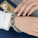 999 Silver Bracelet for Men with Full Carving Design