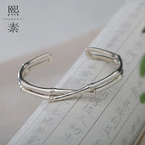 999 Silver Double Bamboo Bangle Youth Bracelet