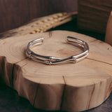 999 Silver Double Bamboo Bangle Youth Bracelet
