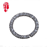 Handcrafted 999 Silver Golden Hoop Bracelet Ethnic Wind