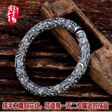 Handcrafted 999 Silver Golden Hoop Bracelet Ethnic Wind