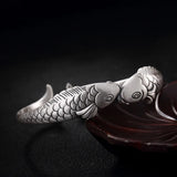 999 Silver Retro Matte Carp Open Bangle