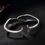999 Silver Retro Matte Carp Open Bangle