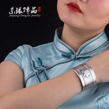 999 Silver Elephant Female Bracelet Ethnic Wind Solid Open Mouth
